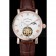 Patek Philippe Complications Moonphase Tourbillon White Dial Rose Gold Case Brown Leather Strap