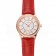 Omega De Ville Prestige Small Seconds White Dial Diamond Bezel Rose Gold Case Red Leather Strap