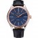Rolex Cellini Blue Dial Gold Bezel Stainless Steel Case Black Leather Strap  622841