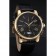 Montblanc Chronograph Black Dial Black Leather Bracelet Gold Case 1454112