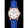 Cartier Ronde White Dial Diamond Bezel Rose Gold Case Blue Leather Strap