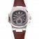 Patek Philippe Nautilus Gray Dial Stainless Steel Case Brown Leather Strap