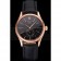 Swiss Rolex Cellini Black Dial Rose Gold Case Black Leather Strap