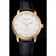 Patek Philippe Calatrava White Embossed Dial Gold Case Black Leather Strap