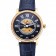 Swiss Cartier Rotonde Small Complication Blue Dial Gold Diamond Case Blue Leather Strap