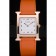 Hermes Heure H Rose Gold Bezel Orange Leather Strap White Dial 80234