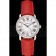 Cartier Ronde White Dial Diamond Bezel Stainless Steel Case Red Leather Strap