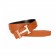Hermes Orange With Pink Rose "H" Buckle Closure Belt