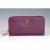 Prada Saffiano Leather Zip Around Small Purple Wallet