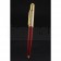 Cartier Gold Rimmed Gold Wave Pattern Upper Body Red Ballpoint Pen  622771