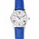 Cartier Ronde White Dial Diamond Hour Marks Stainless Steel Case Blue Leather Strap