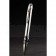 MontBlanc Pointed Tip Thick Rounded MB Engraved Silver Ballpoint Pen With Black Trimming