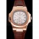 Patek Philippe Nautilus White Dial Rose Gold Case Brown Leather Strap