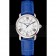 Cartier Ronde White Dial Diamond Hour Marks Stainless Steel Case Blue Leather Strap