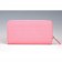 Prada Saffiano Leather Zip Around Small Pink Wallet