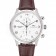 IWC Portugieser Chronograph White Dial Steel Hands And Numerals Steel Case With Diamonds Brown Leather Strap