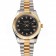 Swiss Rolex Datejust Black Dial Stainless Steel Case Gold Bezel Two Tone Bracelet