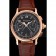 Swiss Patek Philippe Split Seconds Chronograph Black Dial Rose Gold Case Brown Leather Strap