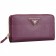 Prada Saffiano Leather Zip Around Small Purple Wallet
