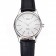 Swiss Rolex Cellini White Guilloche Dial Stainless Steel Case Black Leather Strap
