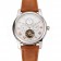 Patek Philippe Grand Complications Day Date Tourbillon White Dial Rose Gold Numerals Stainless Steel Case Brown Suede Leather Strap 1453818