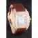 Swiss Cartier Santos Rose Gold Bezel with Diamonds and Brown Leather Strap sct46  621530