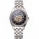Swiss Patek Philippe Calatrava Black Openworked Dial Diamond Bezel Stainless Steel Case And Bracelet
