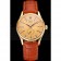 Swiss Rolex Cellini Gold Dial Blue Markings Gold Case Light Brown Leather Strap