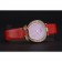 Omega Ladies Watch Pink Dial Gold Case With Diamonds Red Leather Strap  622831