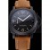 Panerai Luminor Marina Black Dial Matte Black Steel Case Brown Suede Leather Strap