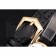 Patek Philippe Calatrava Black Dial Roman Numerals Double Ribbed Bezel Gold Case Black Leather Strap