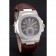 Patek Philippe Nautilus Gray Dial Stainless Steel Case Brown Leather Strap
