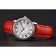 Cartier Ronde White Dial Diamond Bezel Stainless Steel Case Red Leather Strap