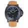 Panerai Luminor Black Ionized Stainless Steel Case Black Dial Brown Suede Leather Strap