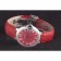 Cartier Ballon Bleu Silver Bezel with Red Dial and Red Leather Band   621556