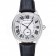 Cartier Drive De Cartier White Dial Silver Diamond Case Black Leather Bracelet 1454215