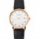 Patek Philippe Calatrava White Dial Diamond Hour Marks Ribbed Bezel Gold Case Black Leather Strap