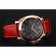 Swiss Panerai Luminor Marina Black Dial Rose Gold Case Red Leather Strap