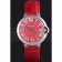 Cartier Ballon Bleu Silver Bezel with Red Dial and Red Leather Band   621556