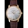 Swiss Vacheron Constantin Patrimony White Dial Gold Diamond Case Brown Leather Bracelet 1454180