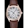 Cartier Drive De Cartier White Dial Gold Case Brown Leather Bracelet 1454213