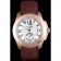 Cartier Calibre White Dial Gold Case Brown Leather Bracelet