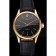 Swiss Rolex Cellini Black Dial Gold Markings Gold Case Black Leather Strap