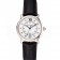 Cartier Ronde White Dial Diamond Hour Marks Stainless Steel Case Black Leather Strap