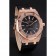 Swiss Audemars Piguet Royal Oak Black Dial Gold Case With Diamonds Black Leather Strap