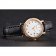 Patek Philippe Calatrava White Dial Diamond Hour Marks Double Ribbed Bezel Gold Case Black Leather Strap
