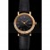Patek Philippe Calatrava Black Dial Roman Numerals Double Ribbed Bezel Gold Case Black Leather Strap