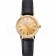 Patek Philippe Calatrava Gold Dial Roman Numerals Double Ribbed Bezel Gold Case Black Leather Strap
