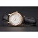 Patek Philippe Calatrava White Dial Diamond Hour Marks Double Ribbed Bezel Gold Case Black Leather Strap