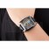 Tag Heuer Swiss Monaco Black Leather Strap Blue-Yellow Striped Black Dial